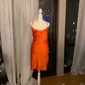 Orange Silk Slip Dress Nasty Gal NEW
